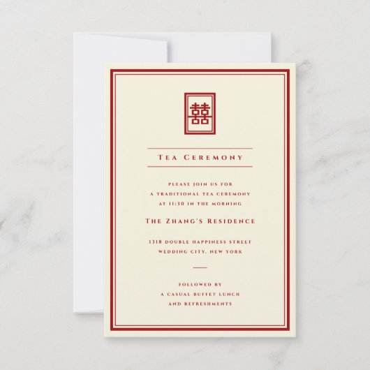 Invitation Rectangle classique Double Happiness Tea Cérémonie (Devant)