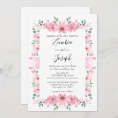 Invitation Rectangle de Mariage floral boho à feuille minimal (Devant / Derrière)