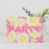 Invitation rectangle d'invitation à la fête de citrons roses (Debout devant)