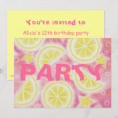 Invitation rectangle d'invitation à la fête de citrons roses (Devant / Derrière)