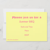 Invitation rectangle d'invitation à la fête de citrons roses (Dos)