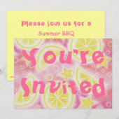 Invitation rectangle d'invitation à la fête de citrons roses (Devant / Derrière)