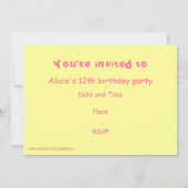 Invitation Rectangle d'invitation pour la fête d'anniversaire (Dos)