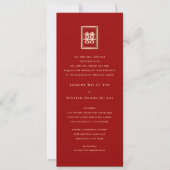 Invitation Rectangle d'or double bonheur Mariage chinois (Devant)