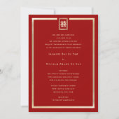 Invitation Rectangle d'or double bonheur Mariage chinois (Devant)