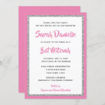 Invitation Rectangle rose et argenté Bat mitzvah<br><div class="desc">Cette invitation Bat mitzvah branchée présente une parties scintillant scintillante superposée à un arrière - plan de couleur solide. Utilisez le formulaire modèle pour ajouter vos propres informations. La fonction "Personnaliser" peut être utilisée pour modifier le style,  la couleur et la disposition de la police.</div>