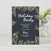 Invitation rectangulaire de cadre d'or de feuille (Debout devant)