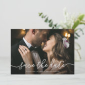 Invitation Recto simple en marbre| Photo Enregistrer la date (Debout devant)