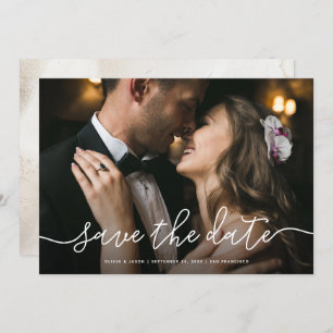 Invitation Recto simple en marbre  Photo Enregistrer la date