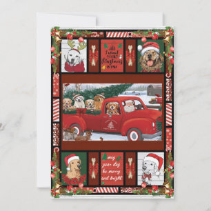 Invitation Récupérateur d'or Père Noël Rouge de Noël