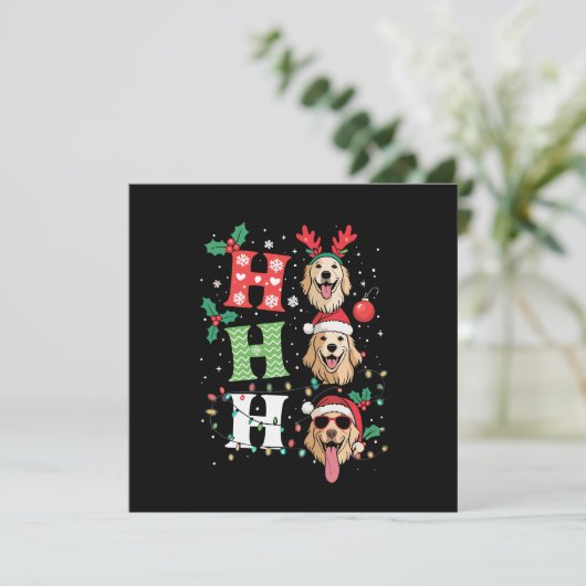 Invitation Récupérateurs Ho Ho Ho dorés de Noël (Debout devant)