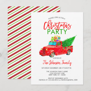 Invitation Récupération de la fête de Noël rétro Camion Arbre