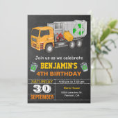 Invitation Recyclage de déchets camion fête d'anniversaire (Debout devant)