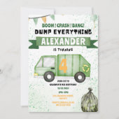 Invitation Recyclage des ordures de camion de déchets Anniver (Devant)