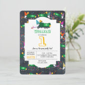 Invitation Recyclage personnalisé Garbage Truck fête d'annive (Debout devant)