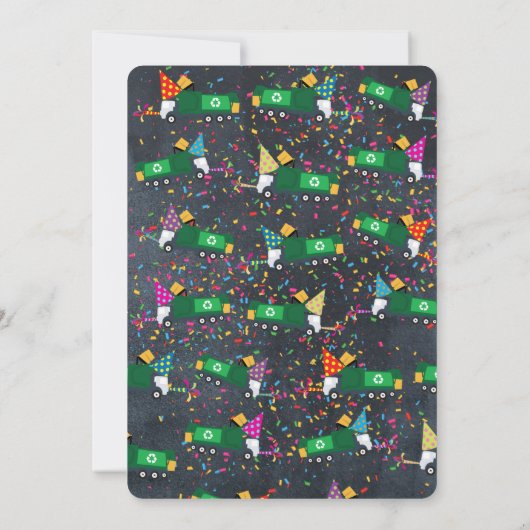 Invitation Recyclage personnalisé Garbage Truck fête d'annive (Dos)