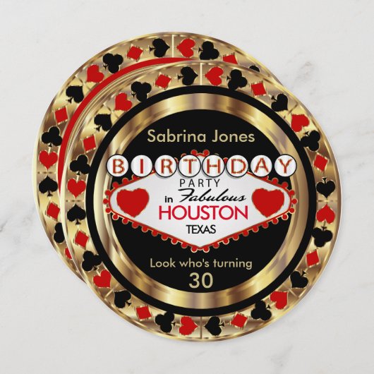 Invitation Red 00th Birthday Party - do-it-yourself City & St (Devant / Derrière)