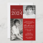 Invitation Red 2 Toned Classic 2 Photo Graduation (Devant)