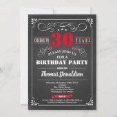 Invitation Red 30th anniversaire chalkboard rétro (Devant)