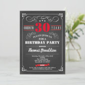 Invitation Red 30th anniversaire chalkboard rétro (Debout devant)