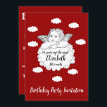 Invitation Red 50th Birthday Angel<br><div class="desc">customisez facilement le texte de cette invitation d'anniversaire en utilisant le modèle fourni. Partie de la gamme d'anniversaire "Anges et nuages".</div>