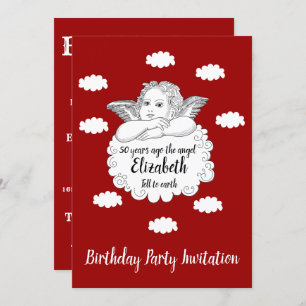 Invitation Red 50th Birthday Angel