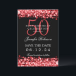 Invitation Red 50th Birthday Party Date de sauvegarde avec dé<br><div class="desc">Design élégant "50th Birthday Party" avec Red String Lights et nom personnalisé et texte de détails. Facile à utiliser et facile à personnaliser. Commandez aujourd'hui !</div>