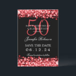 Invitation Red 50th Birthday Party Date de sauvegarde avec dé<br><div class="desc">Design élégant "50th Birthday Party" avec Red String Lights et nom personnalisé et texte de détails. Facile à utiliser et facile à personnaliser. Commandez aujourd'hui !</div>