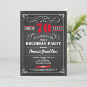 Invitation Red 70th anniversaire chalkboard rétro (Debout devant)