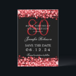 Invitation Red 80th Birthday Enregistrer la date avec les dét<br><div class="desc">Elégant design "80th Birthday Party" avec Red String Lights et nom personnalisé et détails texte. Facile à utiliser et facile à personnaliser. Commandez aujourd'hui !</div>