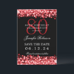 Invitation Red 80th Birthday Enregistrer la date avec les dét<br><div class="desc">Elégant design "80th Birthday Party" avec Red String Lights et nom personnalisé et détails texte. Facile à utiliser et facile à personnaliser. Commandez aujourd'hui !</div>