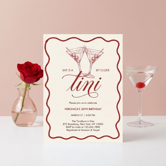Invitation Red A Tini Bit Older Adult Birthday Party
