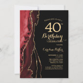 Invitation Red Agate Gold Black 40e anniversaire (Devant)