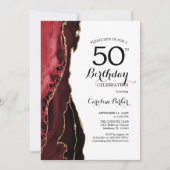 Invitation Red Agate Gold Blanc 50e anniversaire (Devant)