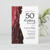 Invitation Red Agate Gold Blanc 50e anniversaire (Debout devant)