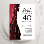 Invitation Red Agate Gold White Surprise 40e anniversaire<br><div class="desc">Gate rouge, blanc et or surprise invitation de fête de 40e anniversaire. Design élégant et moderne avec aquarelle agate marbre arrière - plan, fausse parties scintillant or et typographie script de police. Carte invitation branchée parfaite pour une célébration anniversaire féminine élégante. Invitations Zazzle imprimées ou téléchargement instantané modèle imprimable numérique....</div>