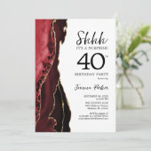 Invitation Red Agate Gold White Surprise 40e anniversaire (Debout devant)