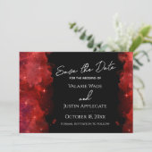 Invitation Red Alcohol Ink Galaxy Enregistrer la date Mariage (Debout devant)