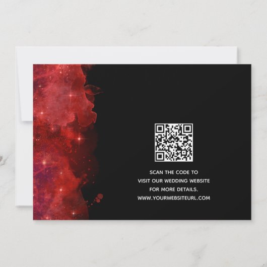 Invitation Red Alcohol Ink Galaxy Enregistrer la date Mariage (Dos)