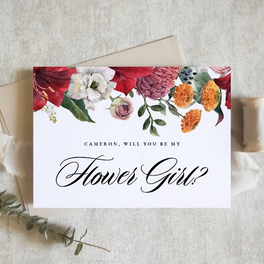 Invitation Red Amaryllis Floral Serez-Vous Ma Fille Fleur