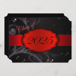 Invitation Red and Black 2025 Graduation Party