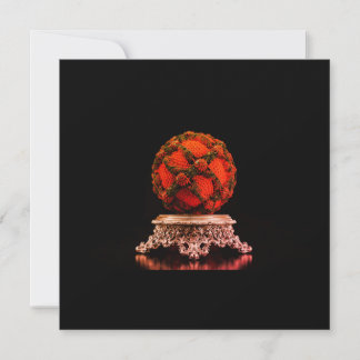 Invitation Red And Black Mandelbrot Sphere On Silver Pedestal