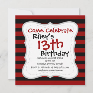 Invitation Red and Black Thick Striped Layer Pattern