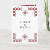 Invitation Red and Black Ukrainian Embroidery QR Code Wedding (Devant)