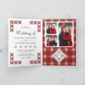 Invitation Red and Black Ukrainian Embroidery QR Code Wedding (Intérieur)
