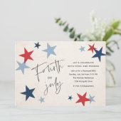Invitation Red and Blue Stars American 4 juillet Party (Debout devant)