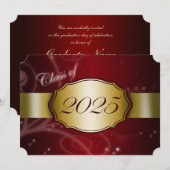 Invitation Red and Gold 2025 Graduation (Devant / Derrière)