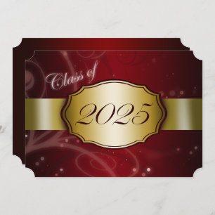 Invitation Red and Gold 2025 Graduation Party