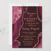 Invitation Red and Gold Agate Marble Birthday Party (Devant)