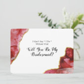 Invitation Red and Gold Agate Will You Be My Bridesmaid (Debout devant)